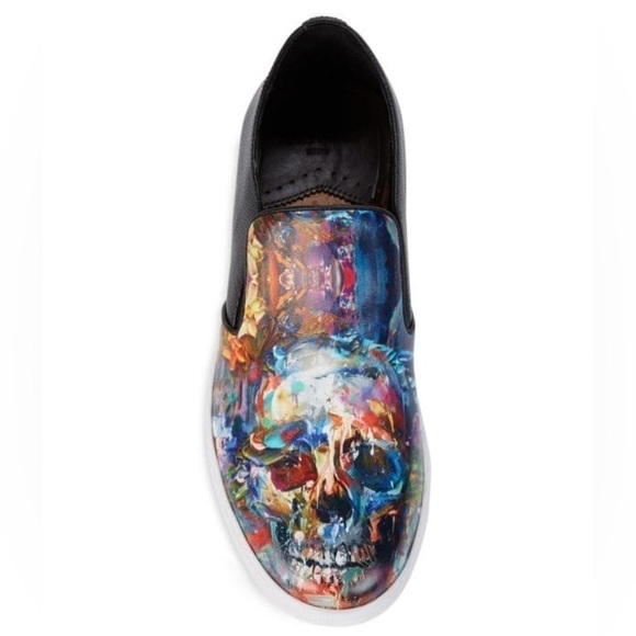 ROBERT GRAHAM New Size 10 Happy Arts Slip-On Leather Sneakers Abstract Design - Picture 1 of 6